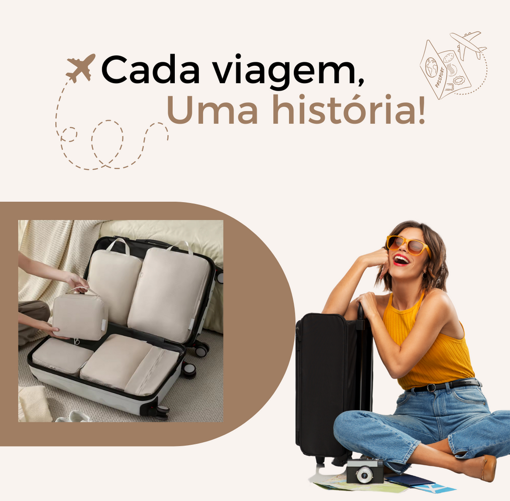 Kit de Organizadores de mala à prova d'água - 6 Pçs