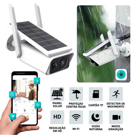 Kit 2 Câmeras de Segurança Externa IP Wifi HD com Energia solar